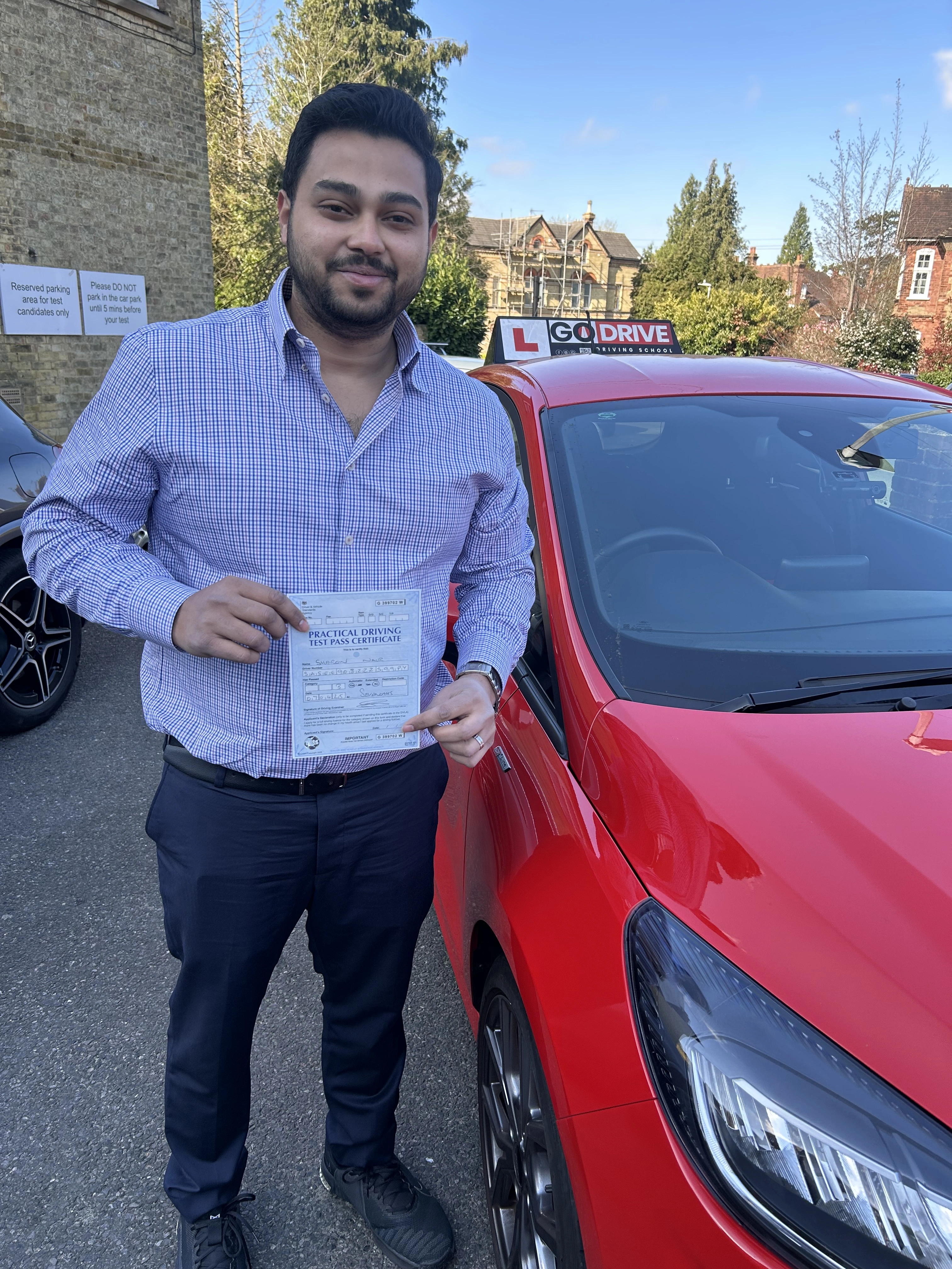 student suaron passes his driving test