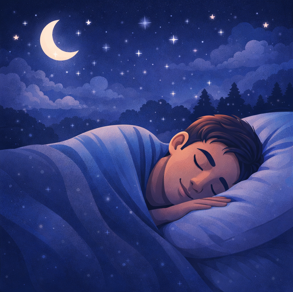 Person sleeping peacefully at night